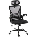 Chaise Bureau Ergonomique, Accoudoirs Relevables, Appui-tête, Fonction Basculante, Hauteur Réglable, 59x62x125cm, Noir-0
