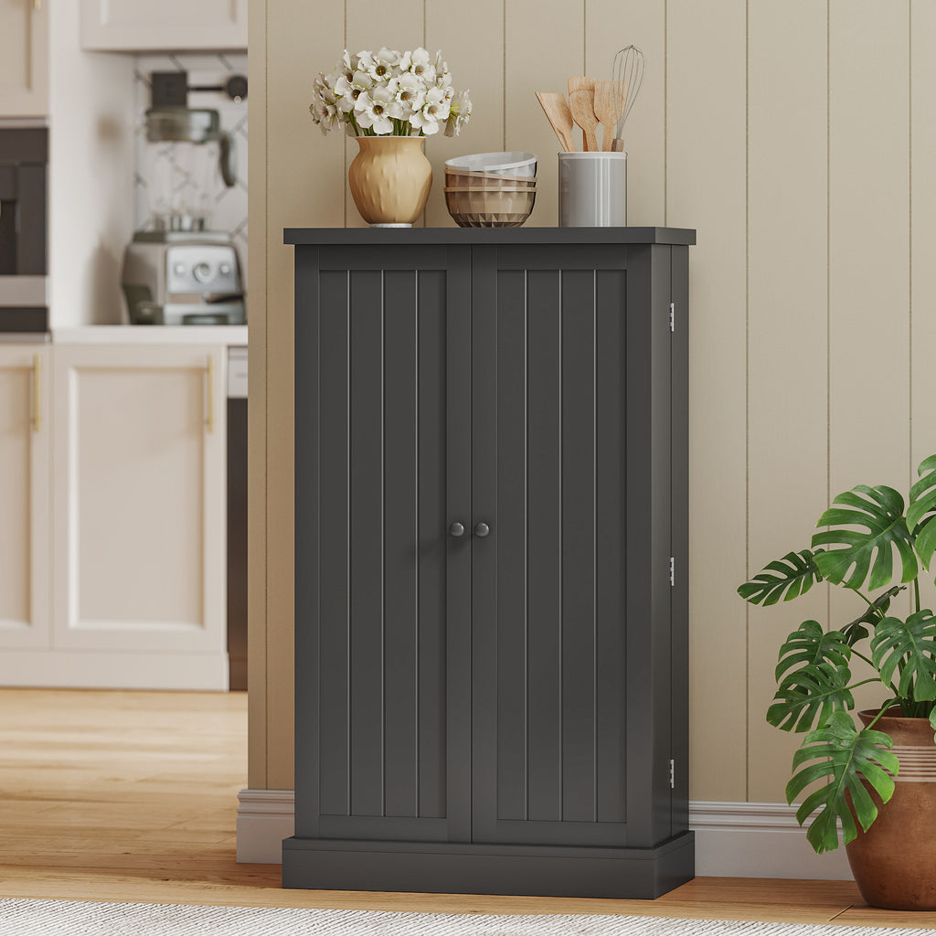 Armoire de Cuisine, Buffet Cuisine, avec 2 Portes, 12 Porte-Racks, 5 Compartiments et Étagères Réglables, Noir-7
