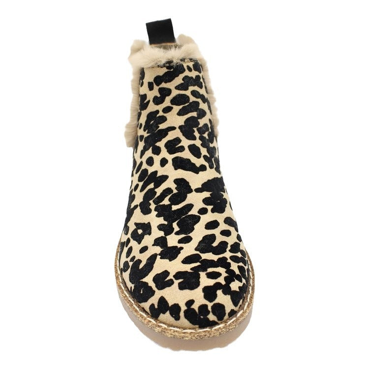 Leisure Warm Leopard Print Suede Boots Women-1