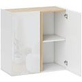 Buffet à haute brillance, meuble de rangement avec 2 portes à fermeture amortie et étagère réglable, 80x40x80cm, blanc-0