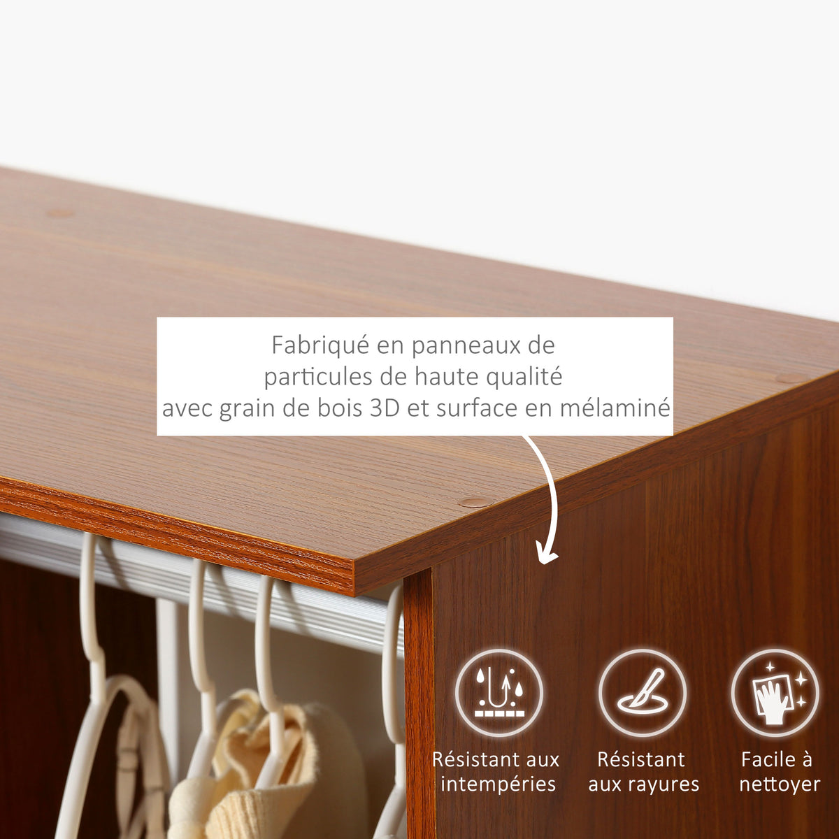 Armoire penderie Armoire de Rangement Mobile Panneaux de Particules Coloris Noyer-5