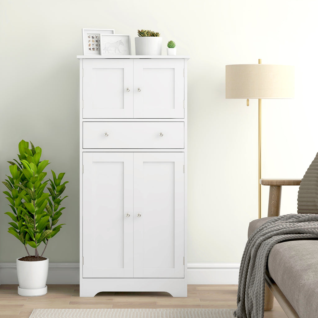 Armoire de cuisine buffet cuisine avec placards, étagères réglables, tiroir, 60 x 30 x 128 cm, blanc-8