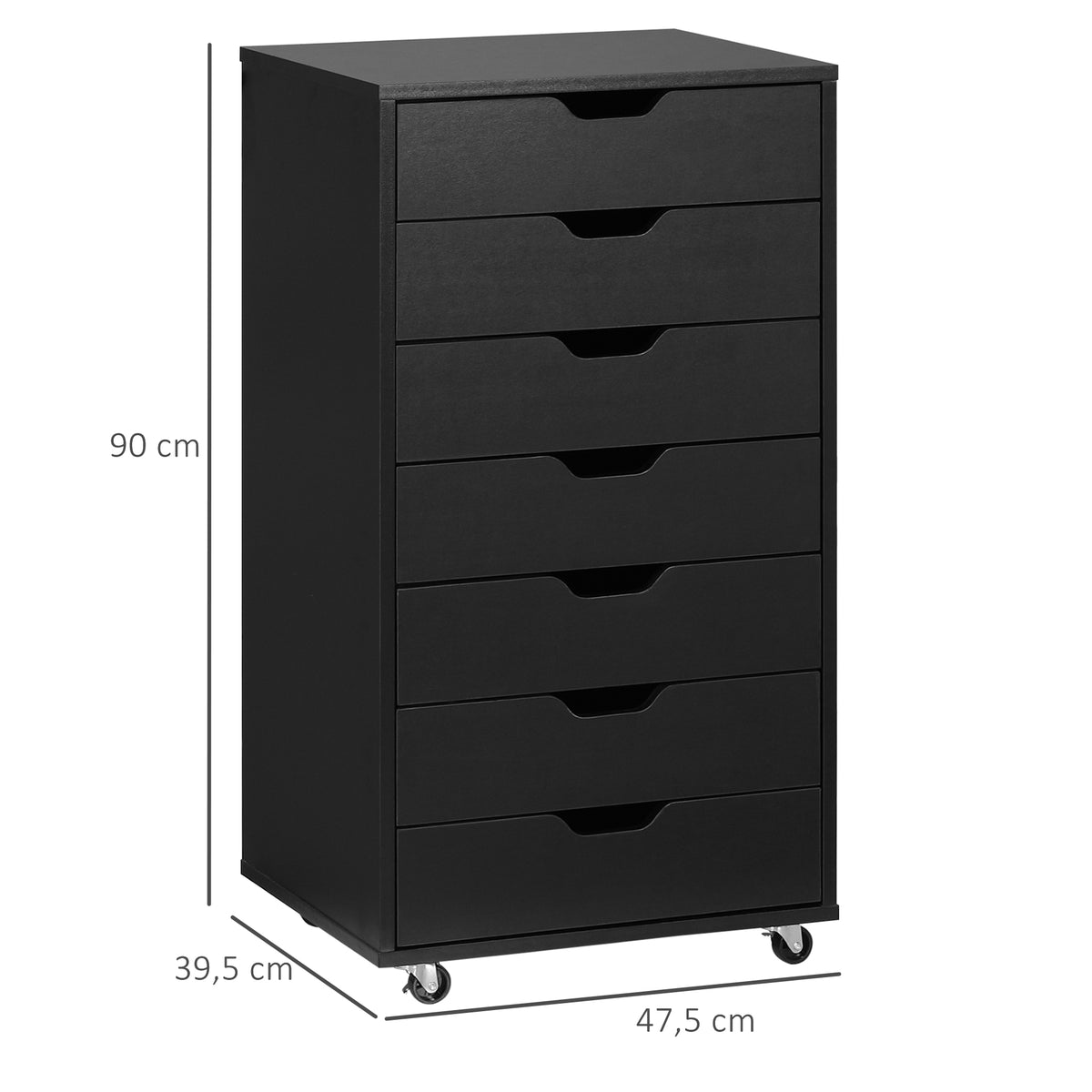 Caisson de bureau à roulette meuble rangement bureau avec 7 tiroirs organisateur pour documents, format A4 ou lettres-2