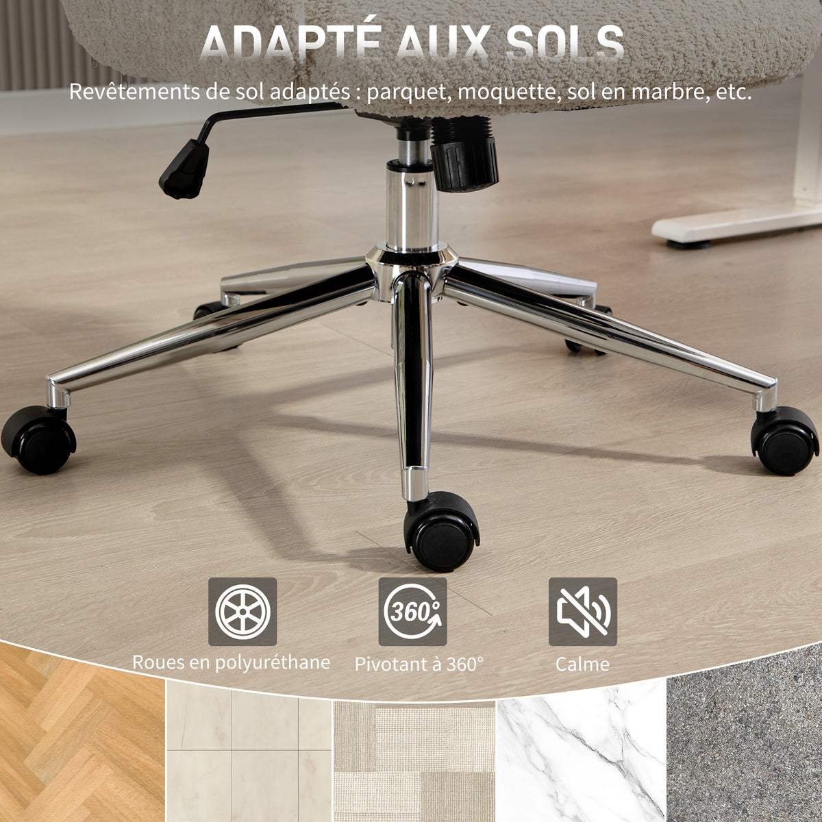 Chaise bureau ergonomique, fauteuil de bureau pivotant, hauteur réglable, appui-tête réglable, fonction bascule, gris-7