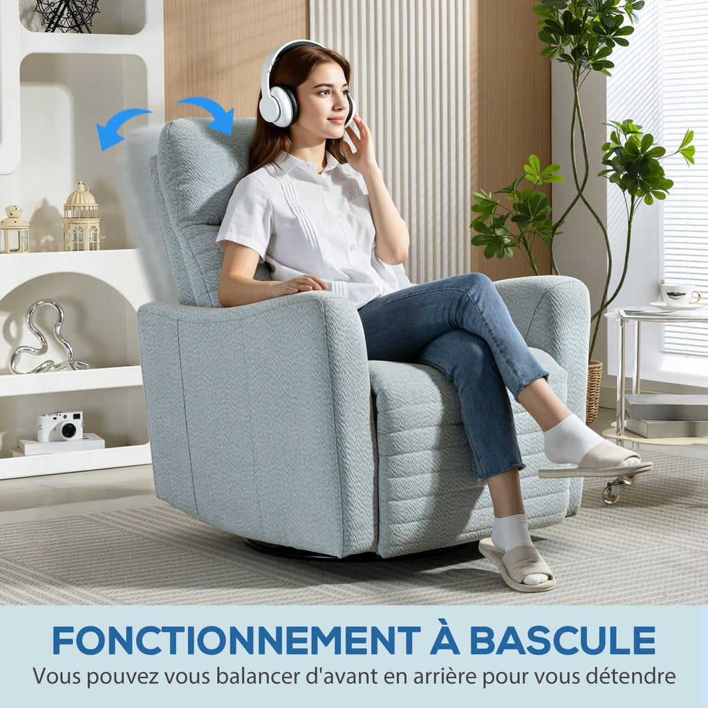 Fauteuil inclinable, fauteuil de relaxation avec repose-pieds, pivotant à 360°, basculant, 82 x 90,5 x 101 cm, gris-bleu-5