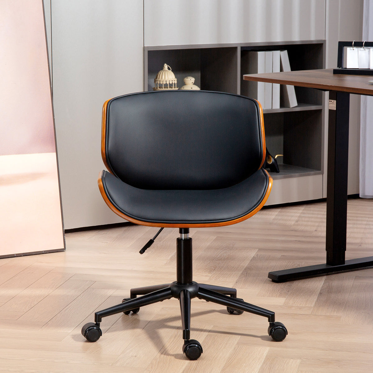 Chaise de bureau sans accoudoirs, fauteuil de bureau ergonomique, hauteur réglable et pivotant 360°, 52x54x84cm, noir-9
