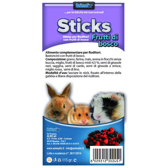 ANIMAL IN STICKS RODITORI FRUTTI DI BOSCO 2 PZ. / 115 GR.