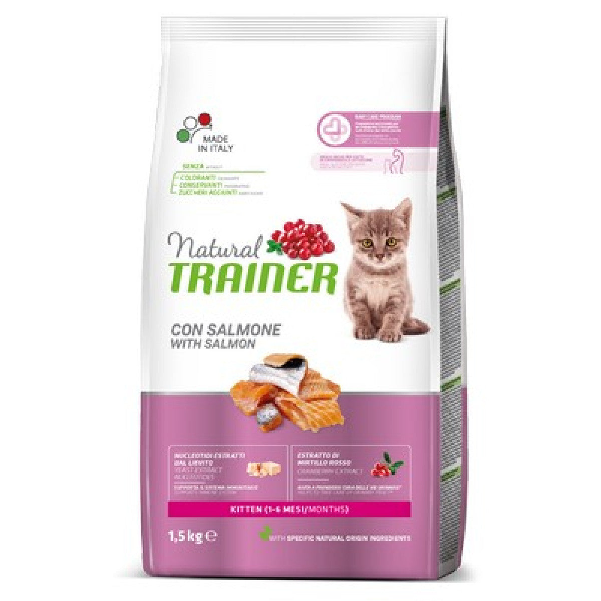 NATURAL TRAINER CAT KITTEN SALMONE 1,5 KG.