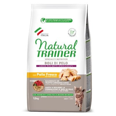 NATURAL TRAINER CAT BOLI DI PELO POLLO 300 GR.