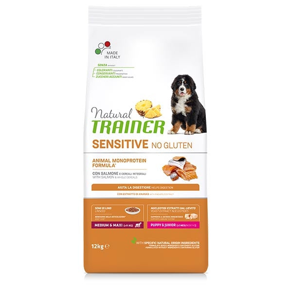 NATURAL TRAINER SENSITIVE PUPPY MEDIUM/MAXI SALMONE 12 KG.