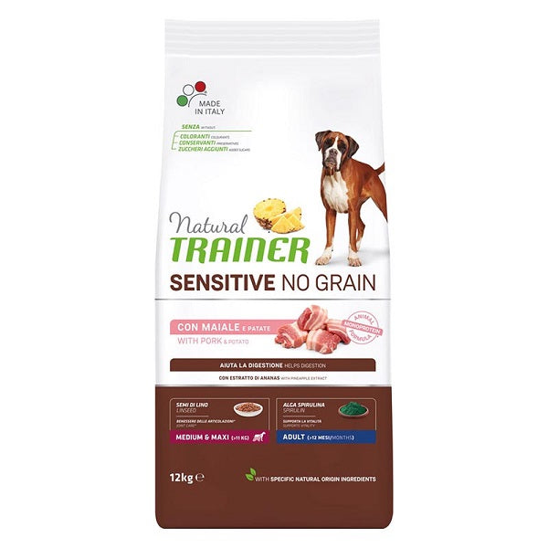 NATURAL TRAINER SENSITIVE NO GRAIN ADULT MEDIUM/MAXI MAIALE 12 KG.