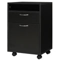 Caisson de bureau rangement bureau sur roulettes tiroir placard niche panneaux particules noir-0