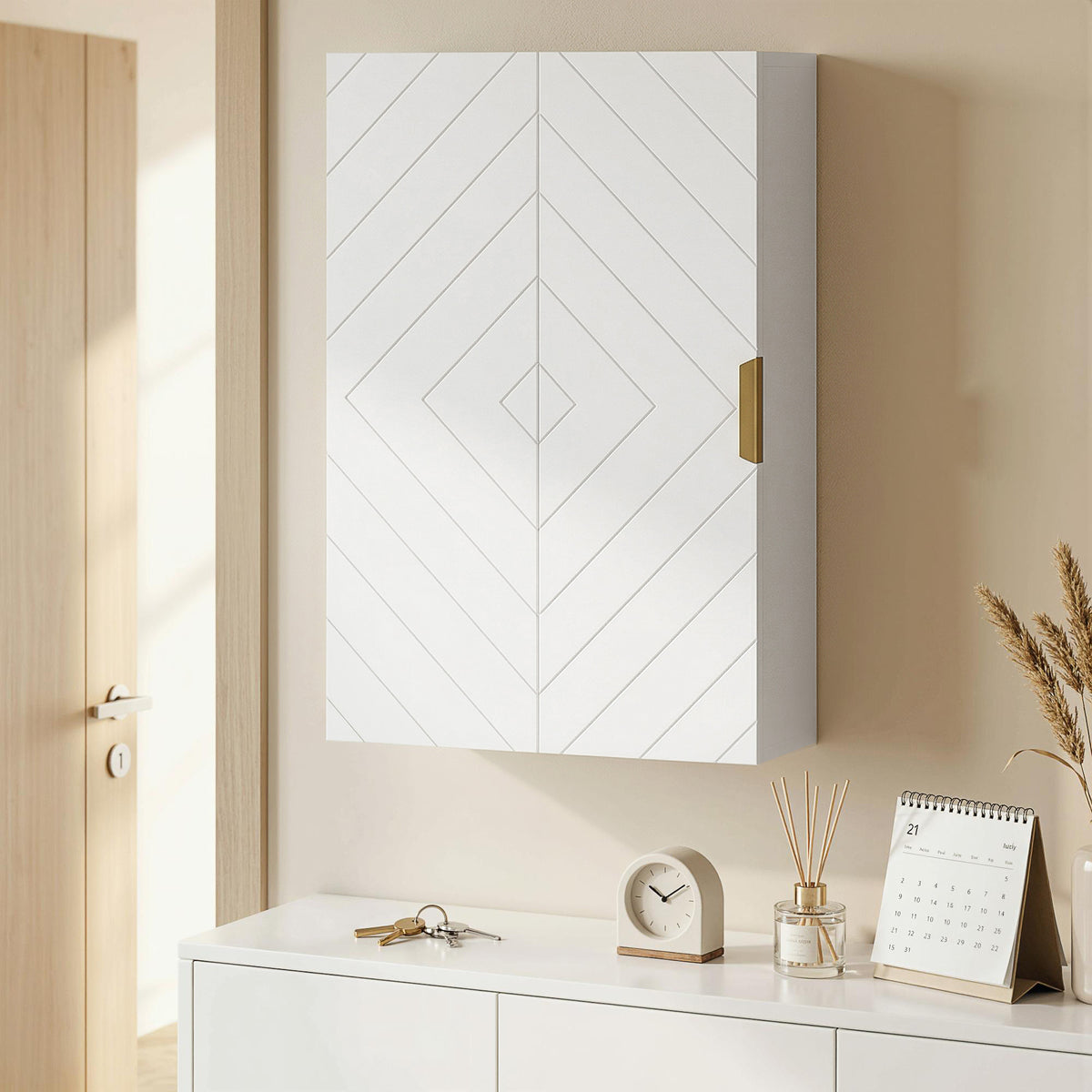 Armoire murale de salle de bain, armoire à pharmacie murale meuble de rangement avec étagère réglable-8
