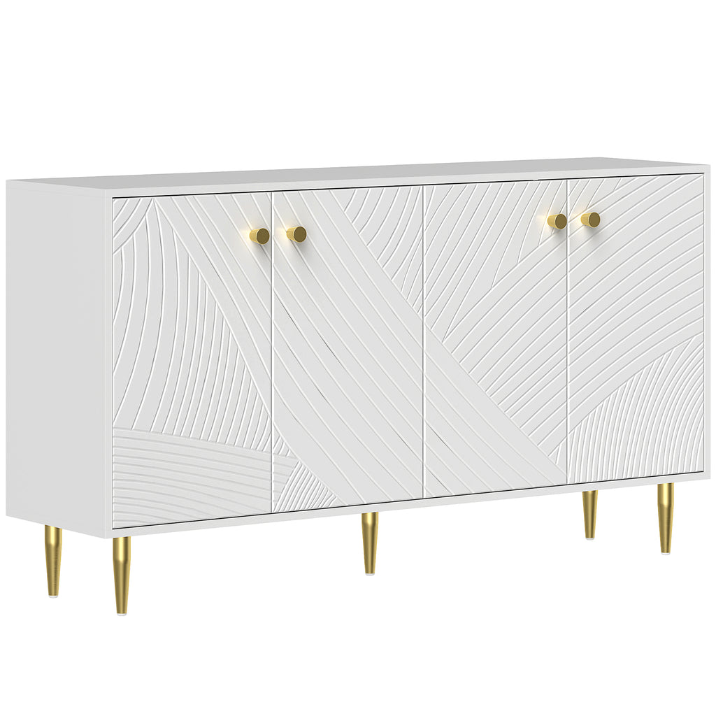 Buffet salon meuble de rangement avec étagères réglables, placards à portes, 140 x 35 x 77,5 cm, blanc-0