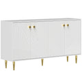 Buffet salon meuble de rangement avec étagères réglables, placards à portes, 140 x 35 x 77,5 cm, blanc-0
