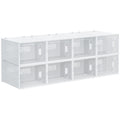 Meuble de rangement modulable, 8 cubes, meuble à chaussures empilables, vêtements, livres, jouets, blanc et transparent-0
