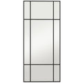 Miroir mural verrière rectangulaire style fenêtre, horizontal ou vertical avec 4 crochets, en métal noir - 110x50 cm-0