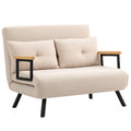 Canapé convertible 2 places 4 en 1, canapé-lit avec dossier réglable sur 5 niveaux, 2 coussins, 102 x 73 x 81 cm, beige-0