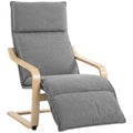 Fauteuil Salon, Fauteuil d'Appoint Rembourré en Lin avec Repose-Pieds, Assise Large, Bascule Douce, Dossier Haut, Gris-0