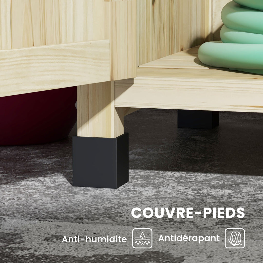 Table de rempotage table de jardinage placard et étagères et plateau patins antidérapants 90,5x41x124,5cm bois naturel-5
