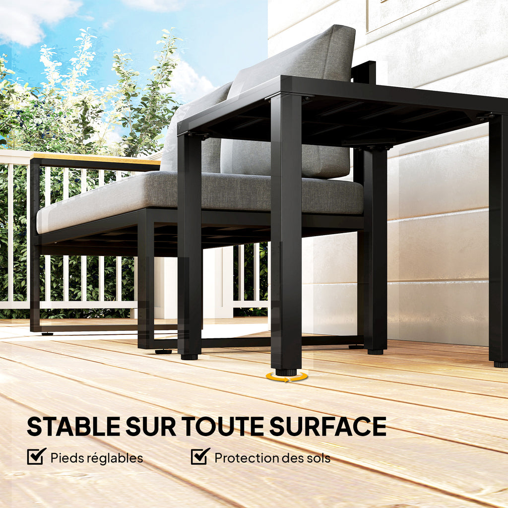 Table de jardin carrée, table de terrasse, cadre en métal, intérieur et extérieur, pour balcon, porche, patio, noir-4
