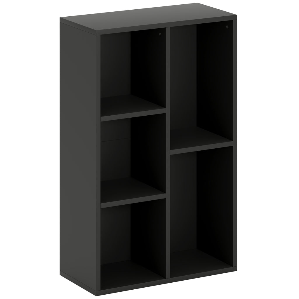 Bibliothèque étagère de rangement avec 5 compartiments, pour salon chambre à coucher bureau, 50x24x80cm, noir-0