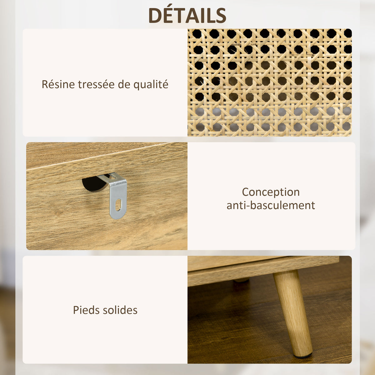 Table de chevet table de nuit avec placard porte cannage et niche design vintage 39 x 35 x 60 cm naturel-5