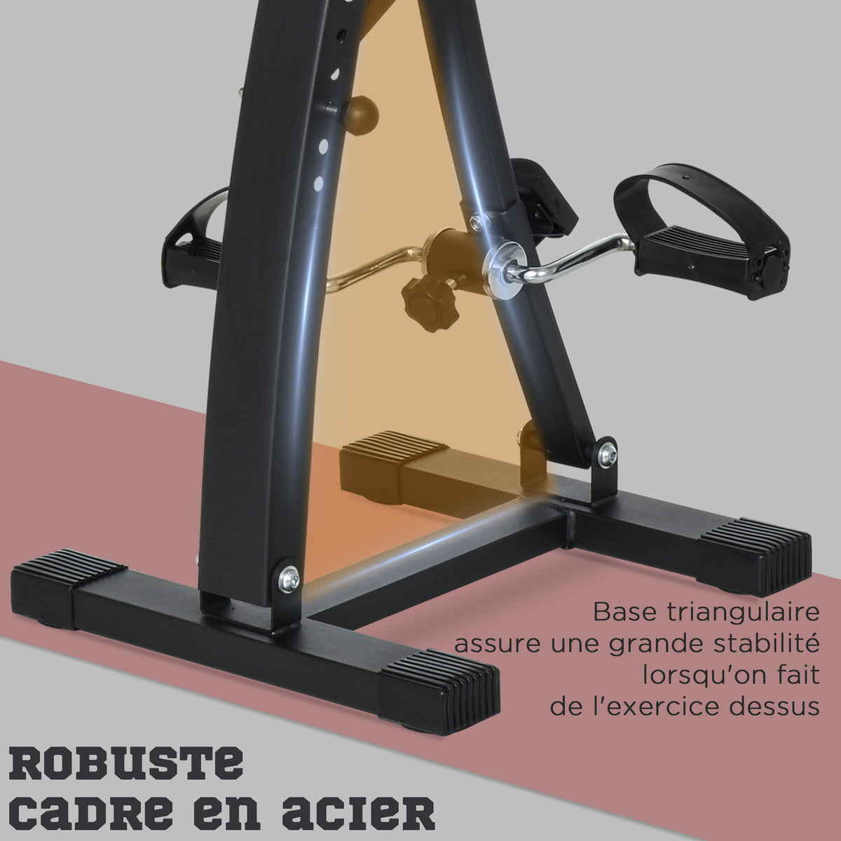 Vélo d'appartement pédalier rééducation bras jambes 40L x 42,5l x 100H cm hauteur guidon réglable noir-3