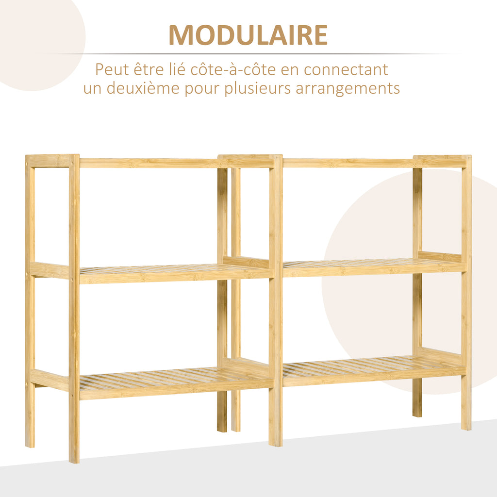 Étagère de rangement, étagère en bambou à 3 niveaux, bibliothèque pour salon, chambre et bureau, 62 x 33 x 80 cm-4