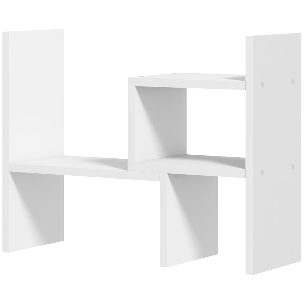 Étagère de bureau modulable, organisateur de bureau multifonctionnel, 2 pièces, MDF, blanc-0