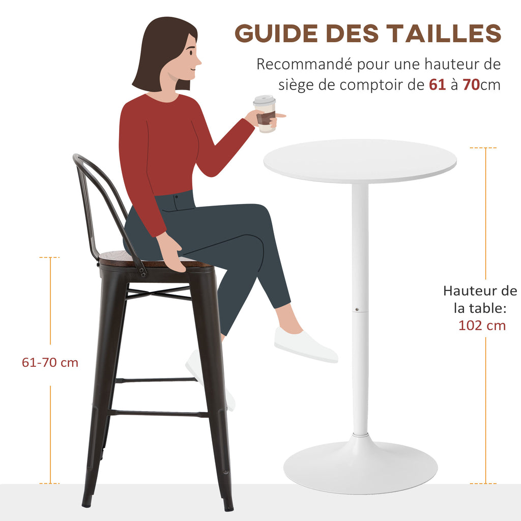 Table de bar ronde table de bistro mange-debout table de cuisine style contemporain plateau peint et cadre en acier-6