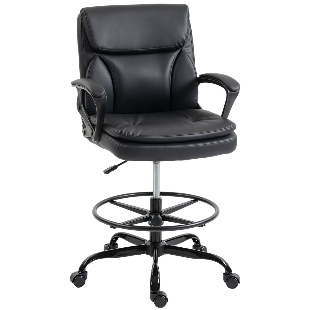Chaise bureau ergonomique, chaise de dessin réglable en hauteur, repose-pieds réglable, 61 x 61 x 108 cm, noir-0