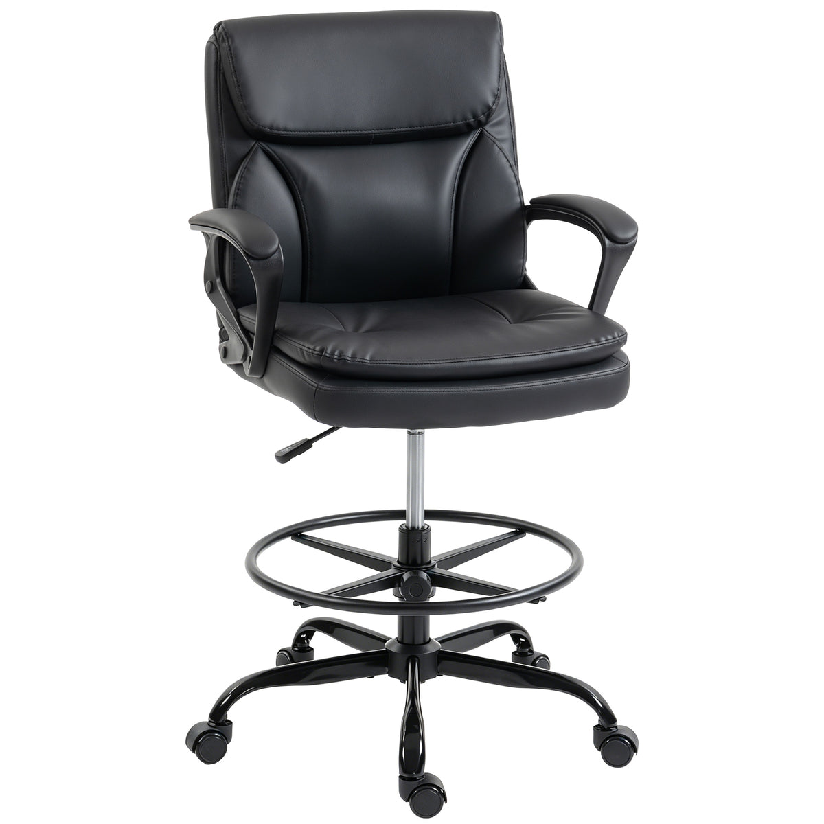 Chaise bureau ergonomique, chaise de dessin réglable en hauteur, repose-pieds réglable, 61 x 61 x 108 cm, noir-0