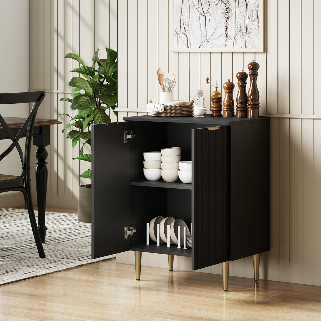Buffet Cuisine, Meuble de Rangement avec 2 Portes, Étagère Réglable, Pieds Métalliques Surélevés, 60 x 40 x 80 cm, Noir-9