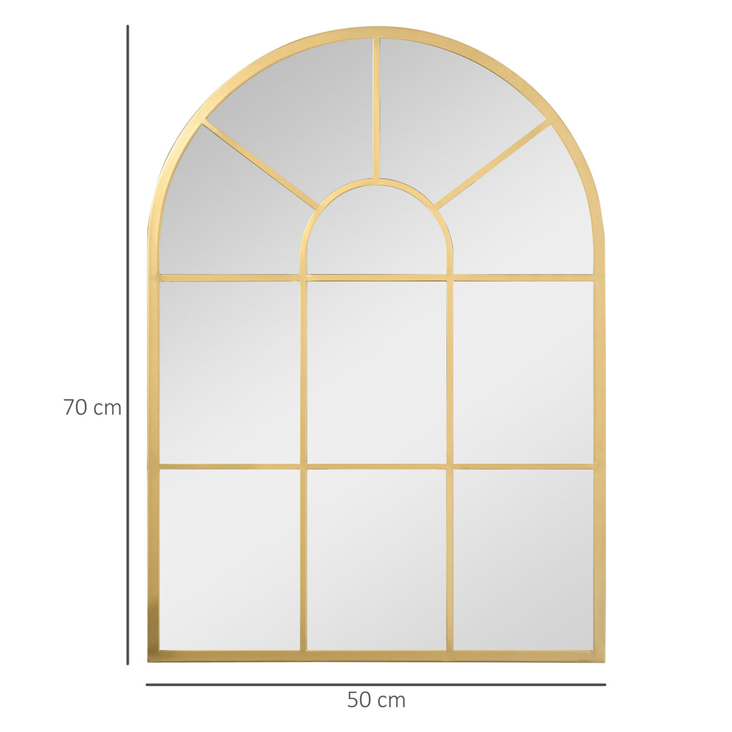 Miroir mural en métal cadre doré en forme de voûtée – 70 x 50 cm – décoration pour entrée ,chambre à coucher, salon-2