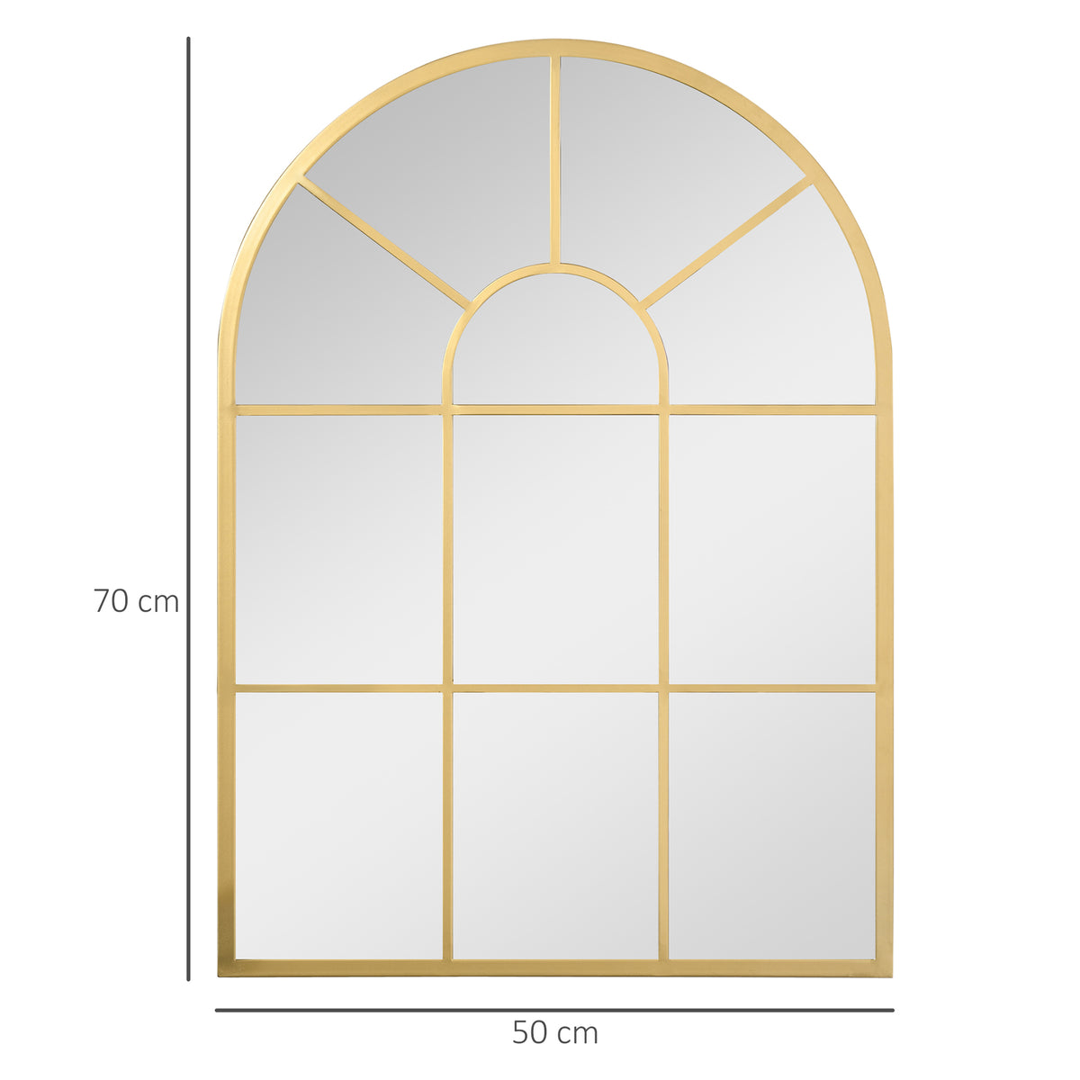 Miroir mural en métal cadre doré en forme de voûtée – 70 x 50 cm – décoration pour entrée ,chambre à coucher, salon-2