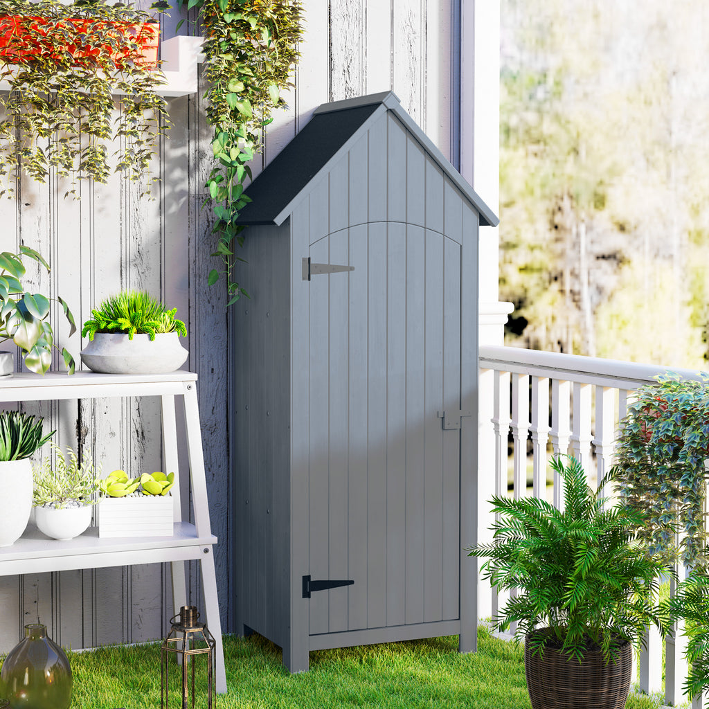 Armoire de jardin en bois Abri de jardin Armoire à outils Cabane en bois Toit bitumé Gris 77,5 x 54,2 x 179,5 cm-7