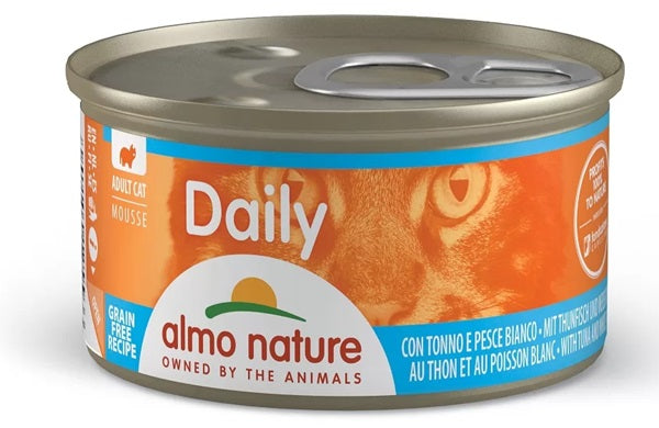ALMO NATURE CAT DAILY MOUSSE TONNO & PESCE BIANCO 85 GR.