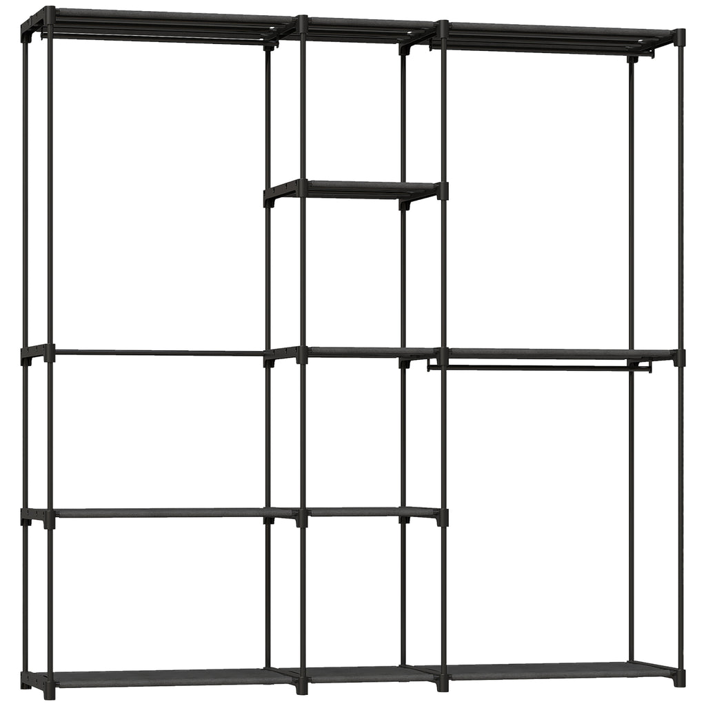 Armoire de rangement, penderie en tissu avec barre de suspension et étagères, 182 x 43 x 185 cm, noir-0