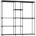 Armoire de rangement, penderie en tissu avec barre de suspension et étagères, 182 x 43 x 185 cm, noir-0
