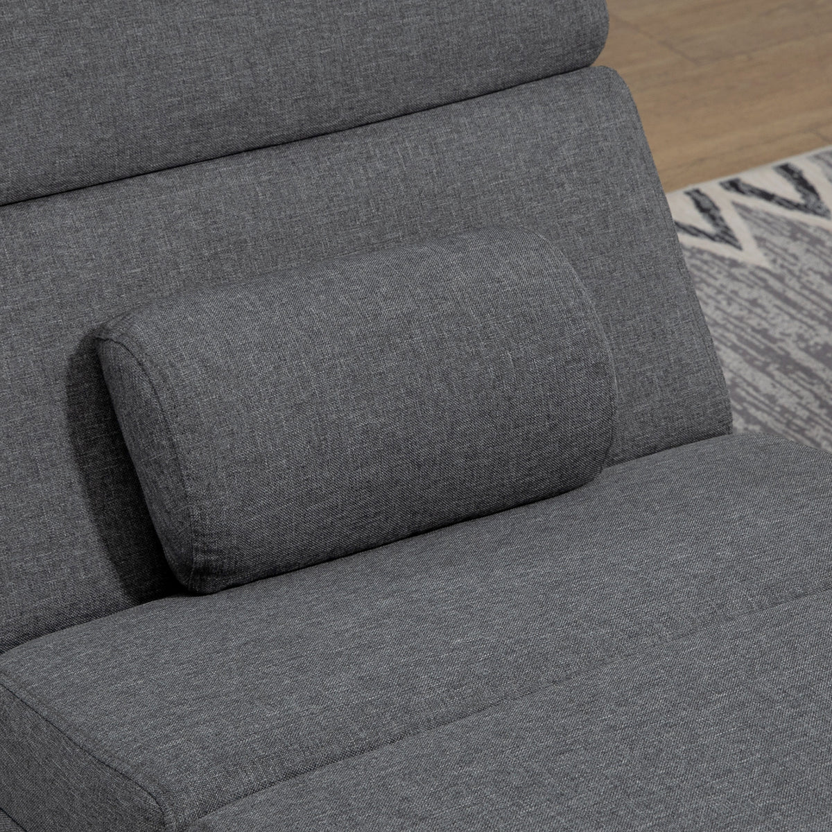 Fauteuil relax salon fauteuil de massage et chauffage meridienne avec télécommande et oreiller, tissu effet lin, gris-9