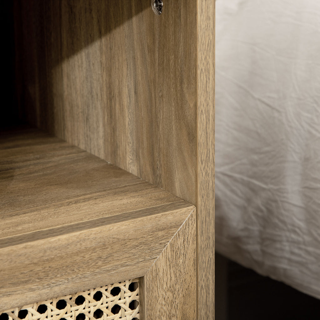 Table de chevet  table de nuit avec tiroir porte cannage et niche vintage 45 x 39 x 56,5 cm-7