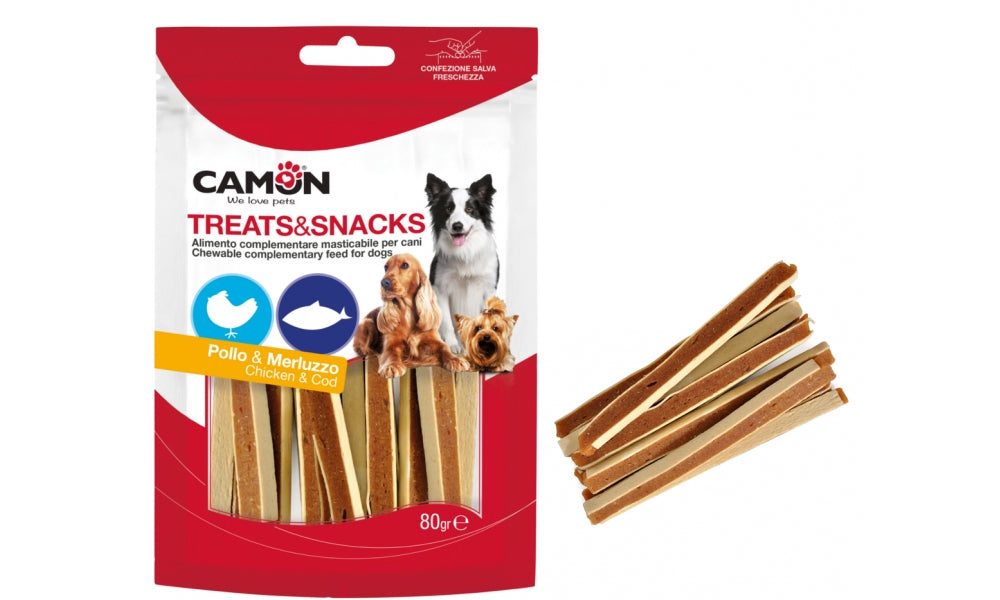 CAMON TREATS & SNACK POLLO & MERLUZZO 80 GR.