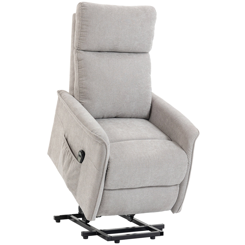 Fauteuil Releveur Électrique, Fauteuil Relax Électrique en Chenille avec Coussin à Ressorts, Dossier Inclinable, Gris-0