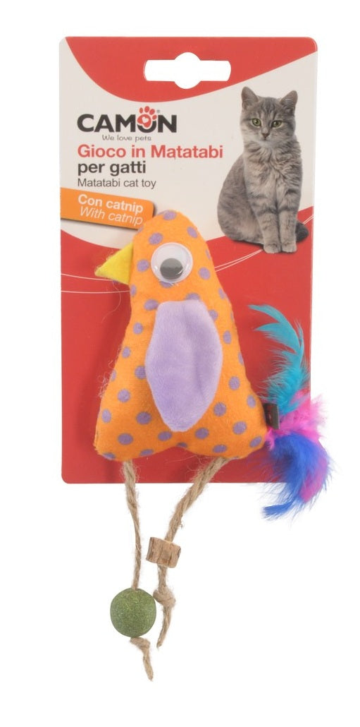 CAMON GIOCO POLLO IN POLIESTERE & MATATABI CON CATNIP 10 CM.