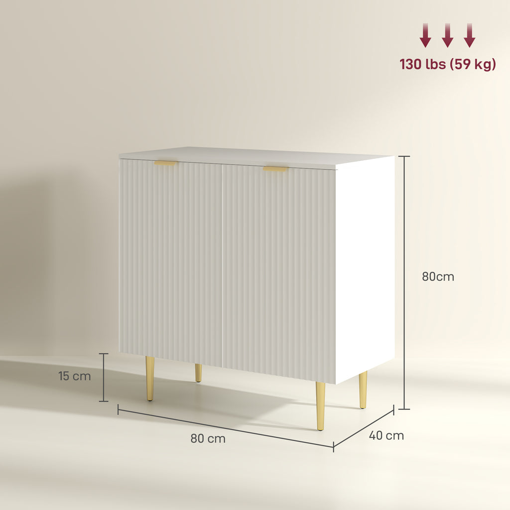 Buffet Cuisine, Meuble de Rangement avec 2 Portes, Étagère Réglable, Pieds Métalliques Surélevés, 80 x 40 x 80 cm, Blanc-2