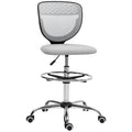 Chaise de bureau ergonomique en maille, chaise de dessin, hauteur et repose-pieds réglable, 59 x 59 x 106-126 cm, gris-0