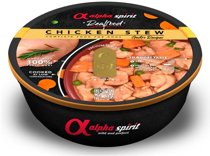 ALPHA SPIRIT DOG REAL FOOD SPEZZATINO DI POLLO - VASO COTTURA 280 GR.