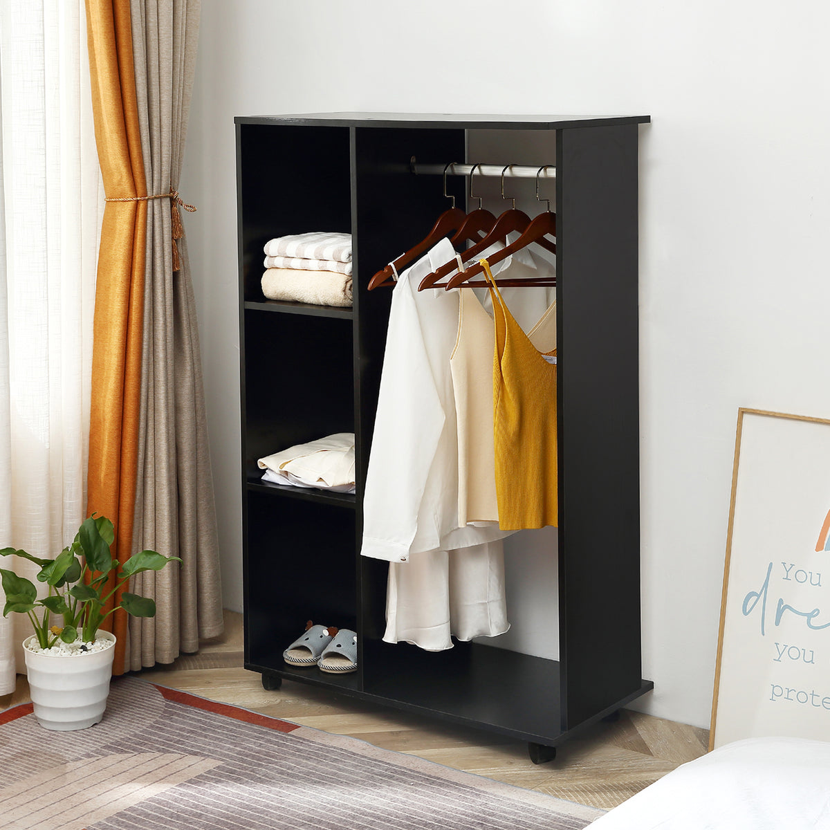Armoire penderie Armoire de Rangement Mobile Panneaux de Particules Noir-7