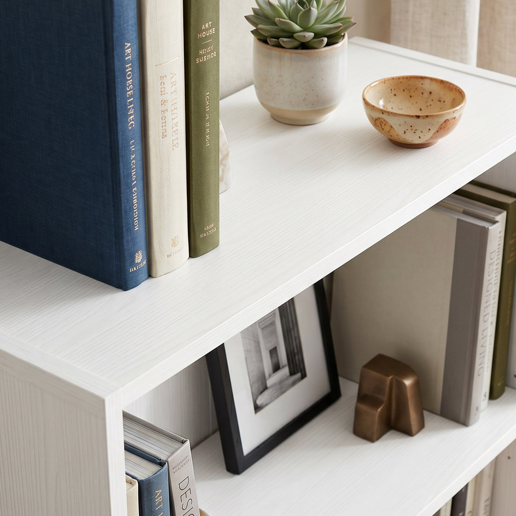 Bibliothèque étagère de rangement avec 3 compartiments et étagère réglable, 60 x 24 x 93 cm, blanc-9
